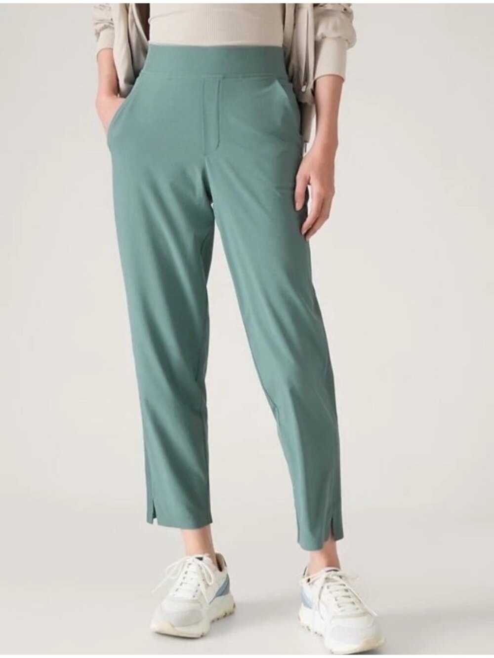 Athleta Brooklyn Ankle Pants Mid-Rise Blue Green Lightweight Travel Athleisure